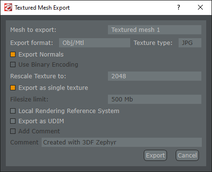 Photogrammetry - Export Textured Mesh