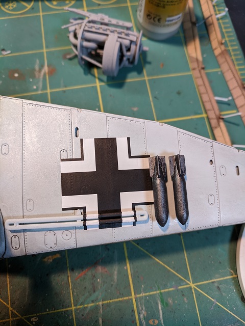 Model Stuka underwing decal touch ups, step 2