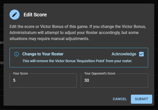 Administratum Editing Score