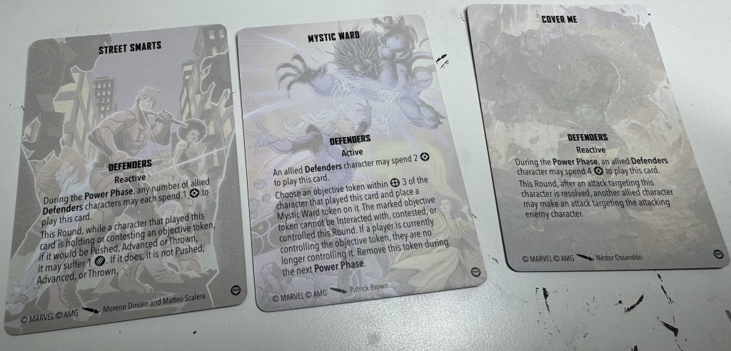 Defenders Cards for Marvel: Crisis Protocol. Credit: Atomic Mass Games. 