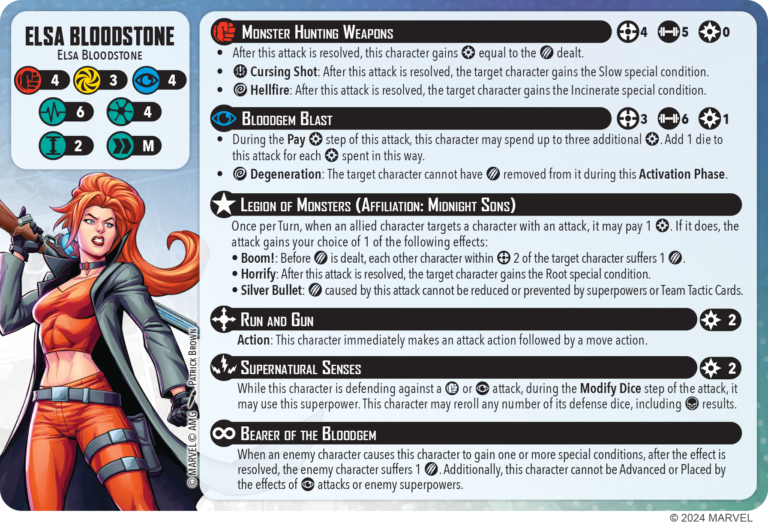 Elsa Bloodstone stat card- healthy side
