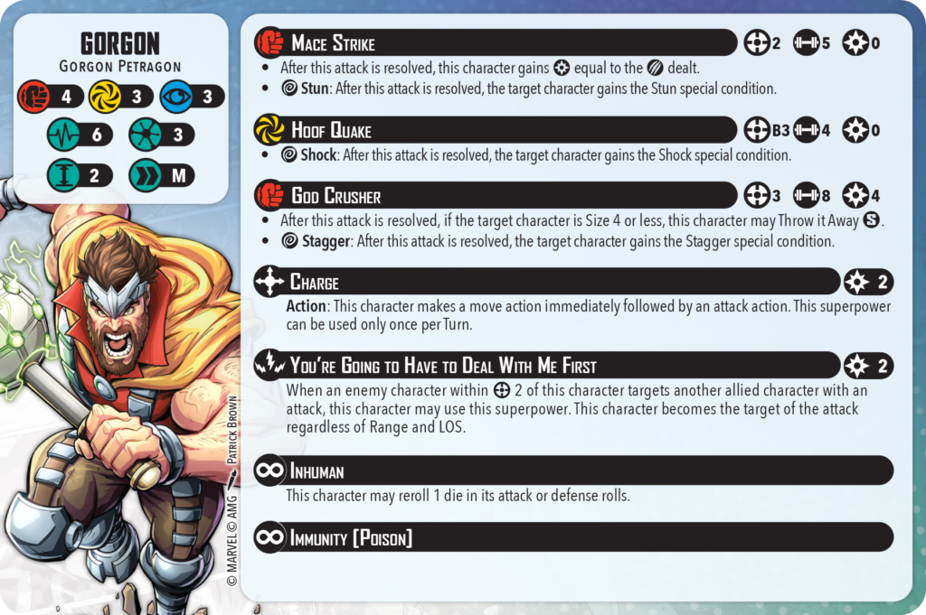 Gorgon Stat Card Marvel Crisis Protocol Atomic Mass Games