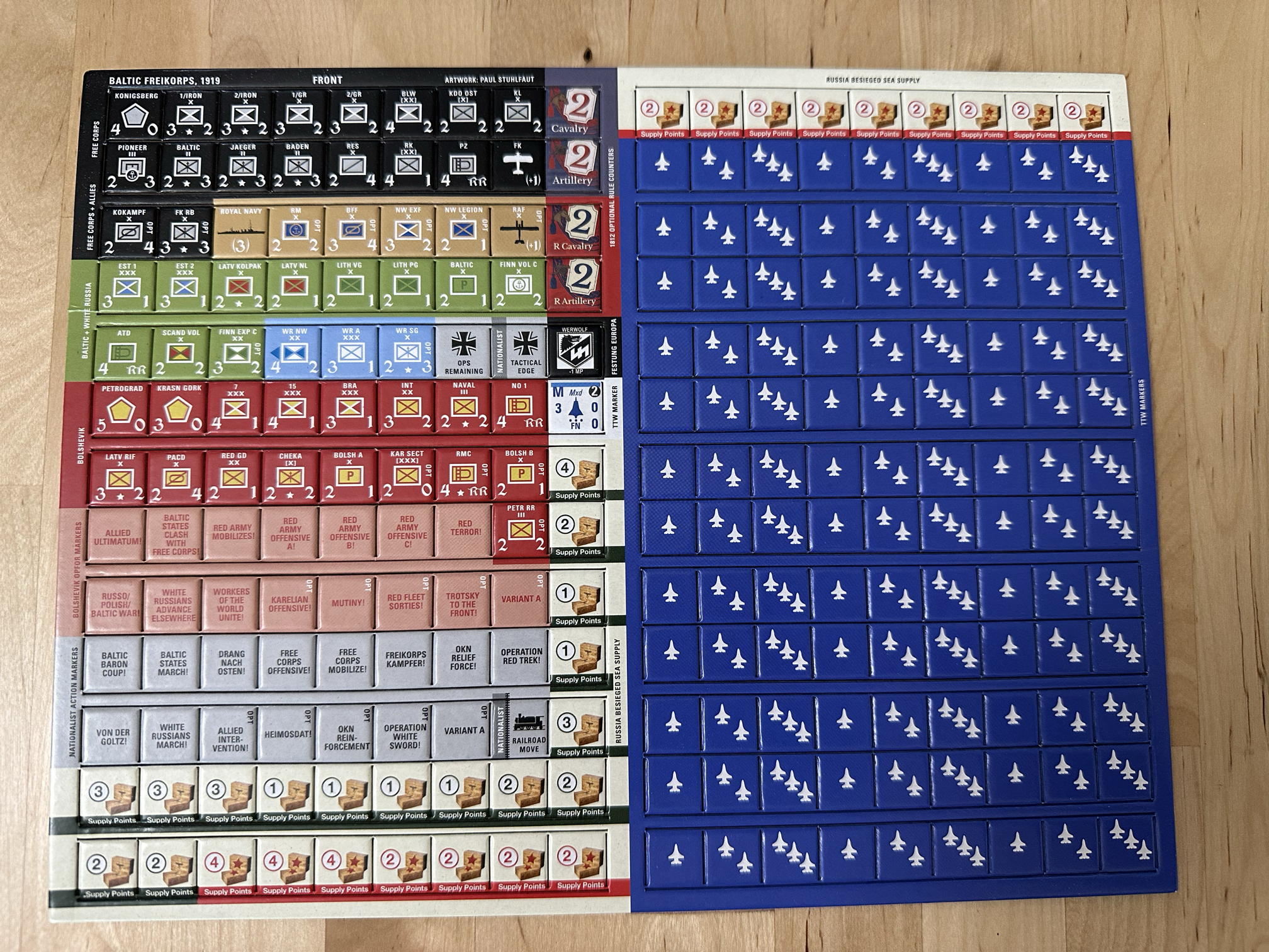 A sheet of cardboard counters