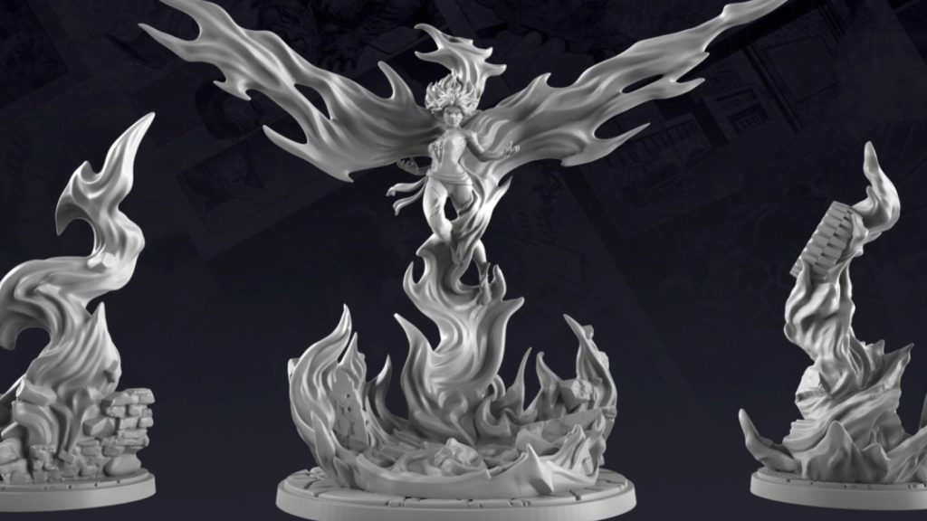 A render of Dark Pheonix's character sculpt in Marvel Crisis Protocol