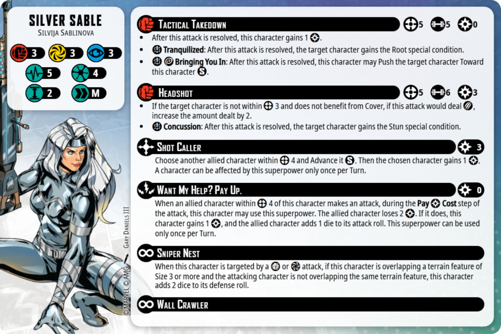 Silver Sable in Marvel Crisis Protocol