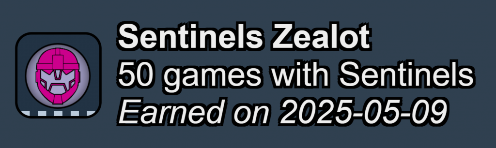 50 games Longshanks badge for Sentinels