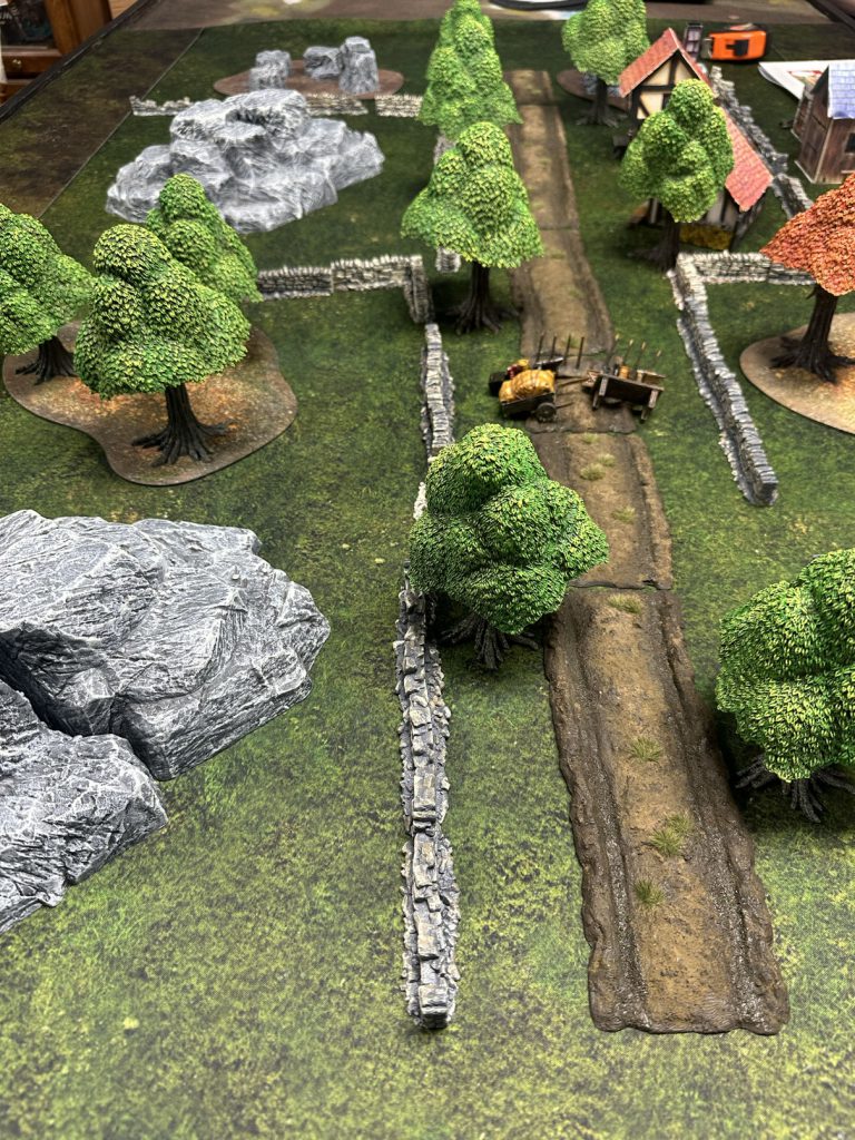 A road through the countryside with a barricade