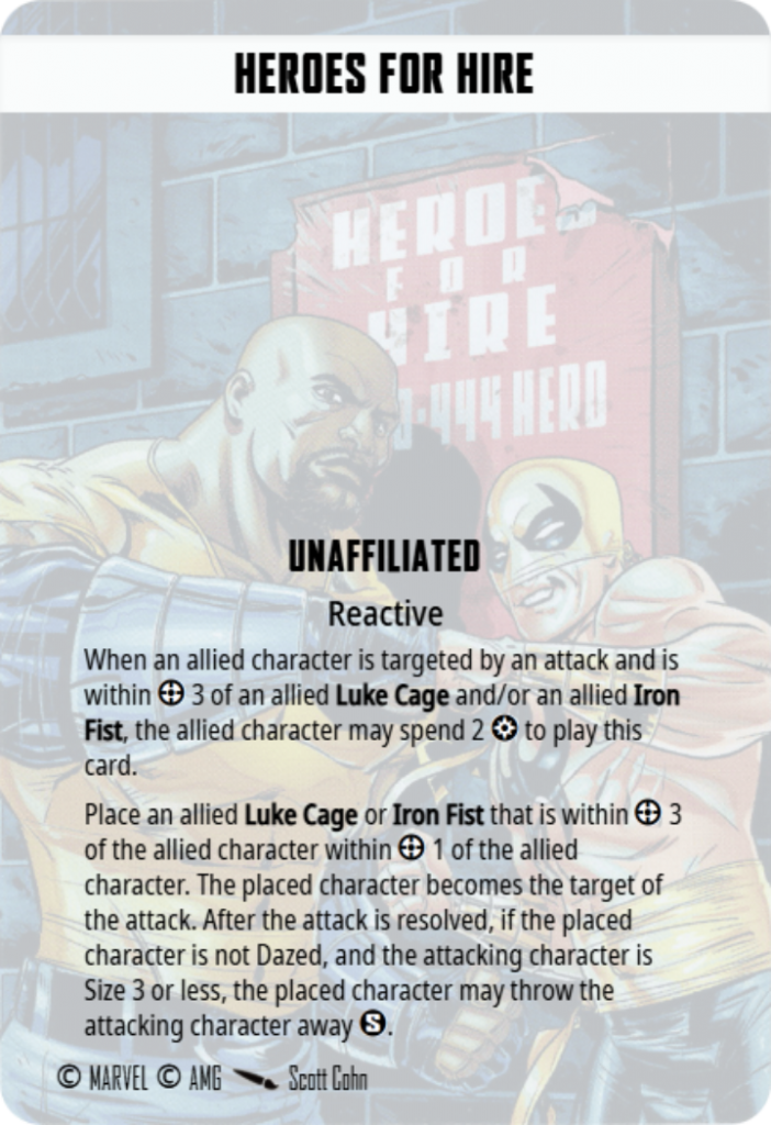 Heroes For Hire Team Tactics Card