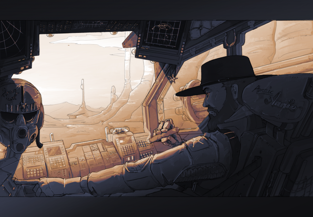 Pirate Hunt, a work I commissioned of a Marshal taking a moment of rest. Credit: Gecko, Commed by Liberty