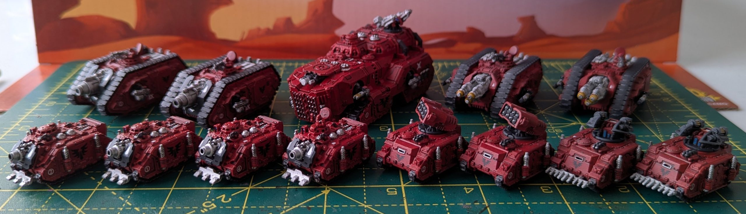 Legions Imperialis Blood Angels tanks group shot - credit Thundercloud