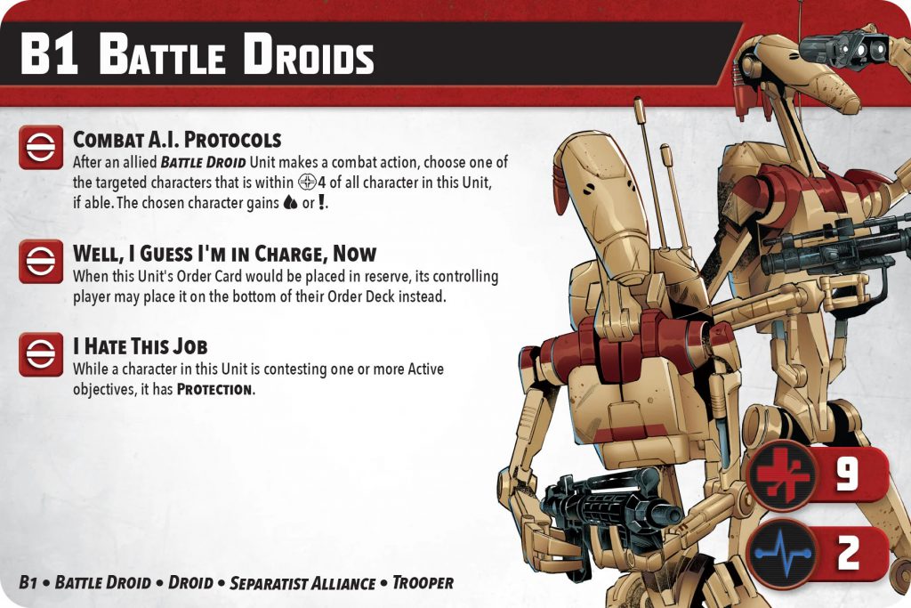 B1 Battle Droids stat card
