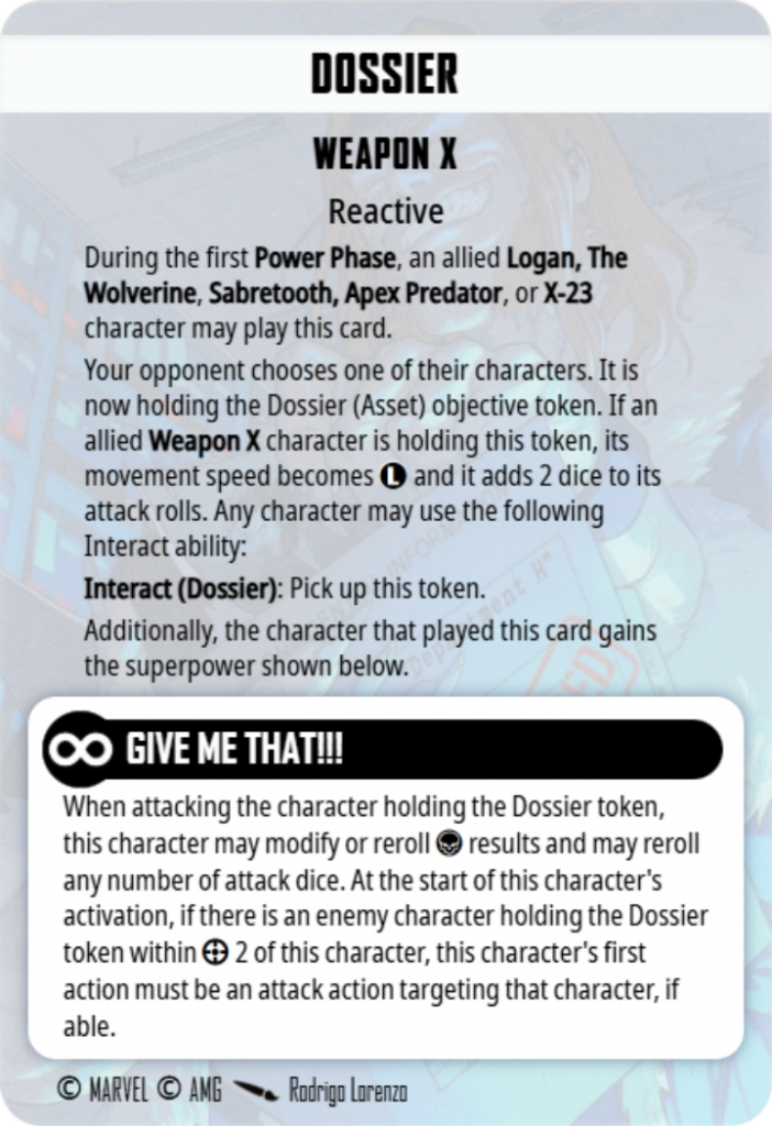 Dossier Team Tactics Card